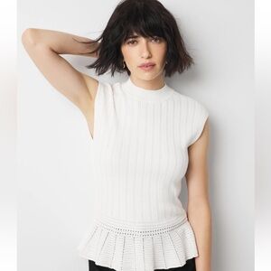 WHBM Sleeveless Ecru Knit Top